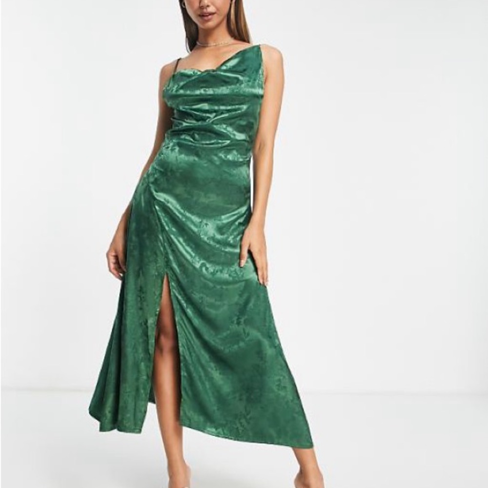 ASOS Green Sleeveless Cowl Neck Gown